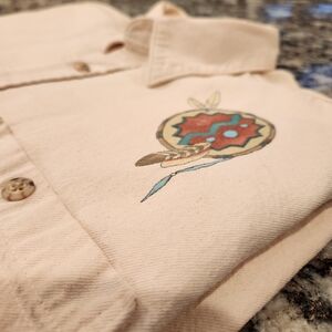 Vintage Three Rivers Shirt Indian Tipi Dreamcatcher Mens Large Button Down EUC